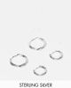 ASOS DESIGN ASOS DESIGN 2 pack textured hoop earrings in real silver plate - 1