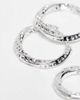 ASOS DESIGN ASOS DESIGN 2 pack textured hoop earrings in real silver plate - 3