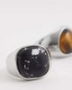 ASOS DESIGN ASOS DESIGN 2 pack tigers eye and black stone signet rings in silver tone - 2