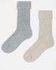 ASOS DESIGN ASOS DESIGN 2 pack wool boot ankle socks in light gray and oatmeal-Multi - 1