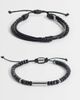 ASOS DESIGN ASOS DESIGN 3-pack black beaded and puller rope chain bracelet in silver - 1