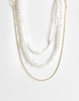 ASOS DESIGN ASOS DESIGN 3-pack pearl and chain necklaces in gold