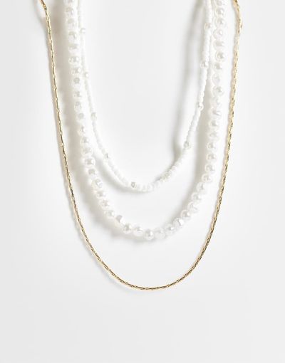 ASOS DESIGN ASOS DESIGN 3-pack pearl and chain necklaces in gold