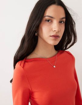 ASOS DESIGN ASOS DESIGN 3/4 sleeve top with boat neck in red