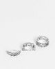 ASOS DESIGN ASOS DESIGN 3 pack band ring set with chain and greek wave in silver tone - 1