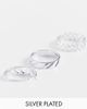 ASOS DESIGN ASOS DESIGN 3 pack band ring set with embossing and chain in real silver plate - 1
