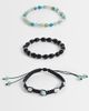 ASOS DESIGN ASOS DESIGN 3 pack blue beaded and semi-precious amazon stone chippings bracelets in black - 1