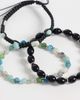 ASOS DESIGN ASOS DESIGN 3 pack blue beaded and semi-precious amazon stone chippings bracelets in black - 2