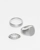 ASOS DESIGN ASOS DESIGN 3 pack brushed and chain signet rings in silver - 1