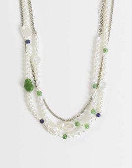 ASOS DESIGN ASOS DESIGN 3 pack chain and faux pearl beaded necklaces in silver tone