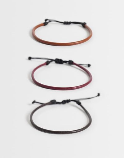 ASOS DESIGN ASOS DESIGN 3 pack faux leather bracelet in multi
