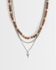ASOS DESIGN ASOS DESIGN 3 pack faux tigers eye beaded rose pendant necklace in silver tone - 1