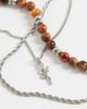 ASOS DESIGN ASOS DESIGN 3 pack faux tigers eye beaded rose pendant necklace in silver tone - 3