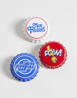 ASOS DESIGN ASOS DESIGN 3 pack graphic bottle cap badges in multi