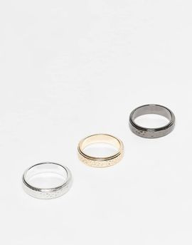 ASOS DESIGN ASOS DESIGN 3 pack hammered textured rings in multi