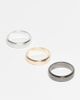 ASOS DESIGN ASOS DESIGN 3 pack hammered textured rings in multi - 3
