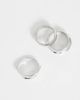 ASOS DESIGN ASOS DESIGN 3 pack molten and wraparound ring in worn silver - 2