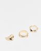 ASOS DESIGN ASOS DESIGN 3 pack molten hammered ring set in gold - 1