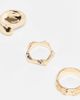 ASOS DESIGN ASOS DESIGN 3 pack molten hammered ring set in gold - 2
