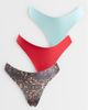 ASOS DESIGN ASOS DESIGN 3 pack no vpl thong in red, blue & leopard print-MULTI - 1