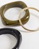 ASOS DESIGN ASOS DESIGN 3 pack of bangles in black and khaki resin and gold tone-MULTI - 2