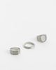 ASOS DESIGN ASOS DESIGN 3 pack oval signet rings in brushed silver - 1