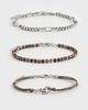 ASOS DESIGN ASOS DESIGN 3 pack rope and bead bracelet in multi-Silver - 1