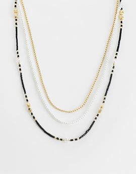 ASOS DESIGN ASOS DESIGN 3 pack seedbead chain and faux pearl necklace in multi