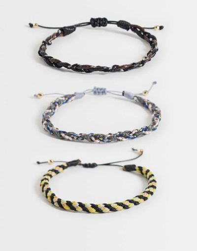 ASOS DESIGN ASOS DESIGN 3 pack twisted braided rope bracelet in multi