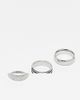 ASOS DESIGN ASOS DESIGN 3 pack waterproof stainless steel band ring set in silver - 1
