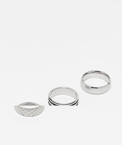 ASOS DESIGN ASOS DESIGN 3 pack waterproof stainless steel band ring set in silver