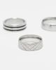 ASOS DESIGN ASOS DESIGN 3 pack waterproof stainless steel band ring set in silver - 2