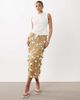 ASOS DESIGN ASOS DESIGN 3D flower embellished volume midi skirt in gold - 1