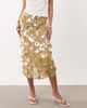ASOS DESIGN ASOS DESIGN 3D flower embellished volume midi skirt in gold - 2