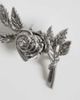 ASOS DESIGN ASOS DESIGN 3D rose and leaf brooch in burnished silver - 3