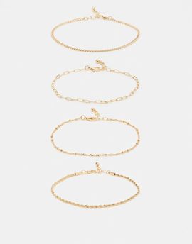 ASOS DESIGN ASOS DESIGN 4-pack fine chain anklets in gold