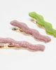 ASOS DESIGN ASOS DESIGN 4-pack sparkle clips in green and pink-Multi - 3