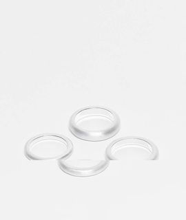 ASOS DESIGN ASOS DESIGN 4 pack plain band rings in worn silver tone