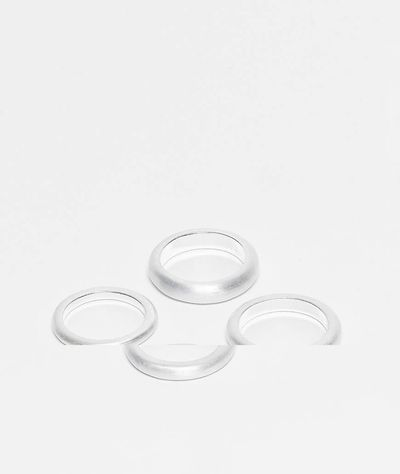 ASOS DESIGN ASOS DESIGN 4 pack plain band rings in worn silver tone