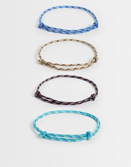 ASOS DESIGN ASOS DESIGN 4 pack rope cord puller bracelet in multi
