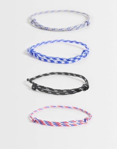 ASOS DESIGN ASOS DESIGN 4 pack rope puller bracelet in multi