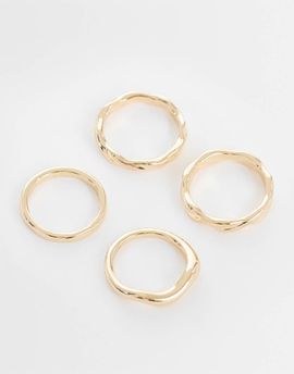 ASOS DESIGN ASOS DESIGN 4 pack wavy ring in gold