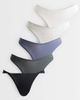 ASOS DESIGN ASOS DESIGN 5 pack cotton thong in mixed gray-MULTI - 1