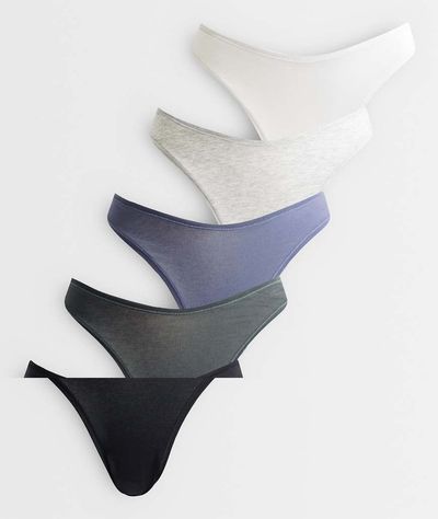 ASOS DESIGN ASOS DESIGN 5 pack cotton thong in mixed gray-MULTI