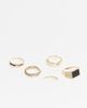 ASOS DESIGN ASOS DESIGN 5 pack tigers eye and black agate semi-precious rings in gold - 1