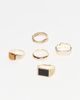 ASOS DESIGN ASOS DESIGN 5 pack tigers eye and black agate semi-precious rings in gold - 3
