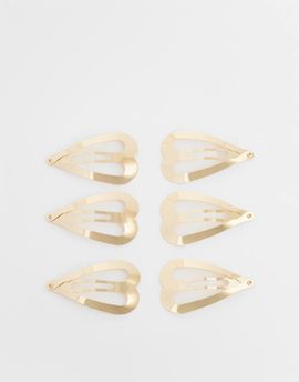 ASOS DESIGN ASOS DESIGN 6-pack heart shaped silver snap clips in gold