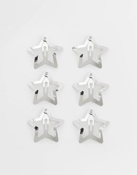 ASOS DESIGN ASOS DESIGN 6-pack star shaped silver snap clips
