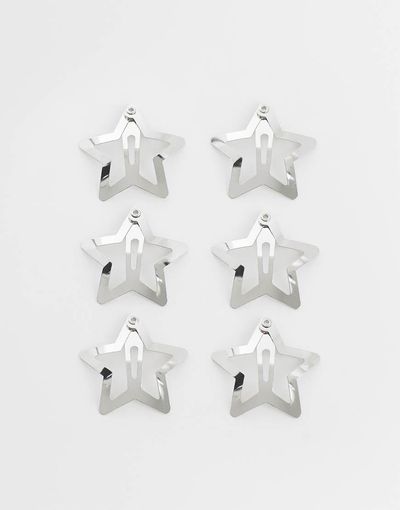 ASOS DESIGN ASOS DESIGN 6-pack star shaped silver snap clips