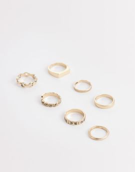 ASOS DESIGN ASOS DESIGN 7 pack band and chain rings in gold tone